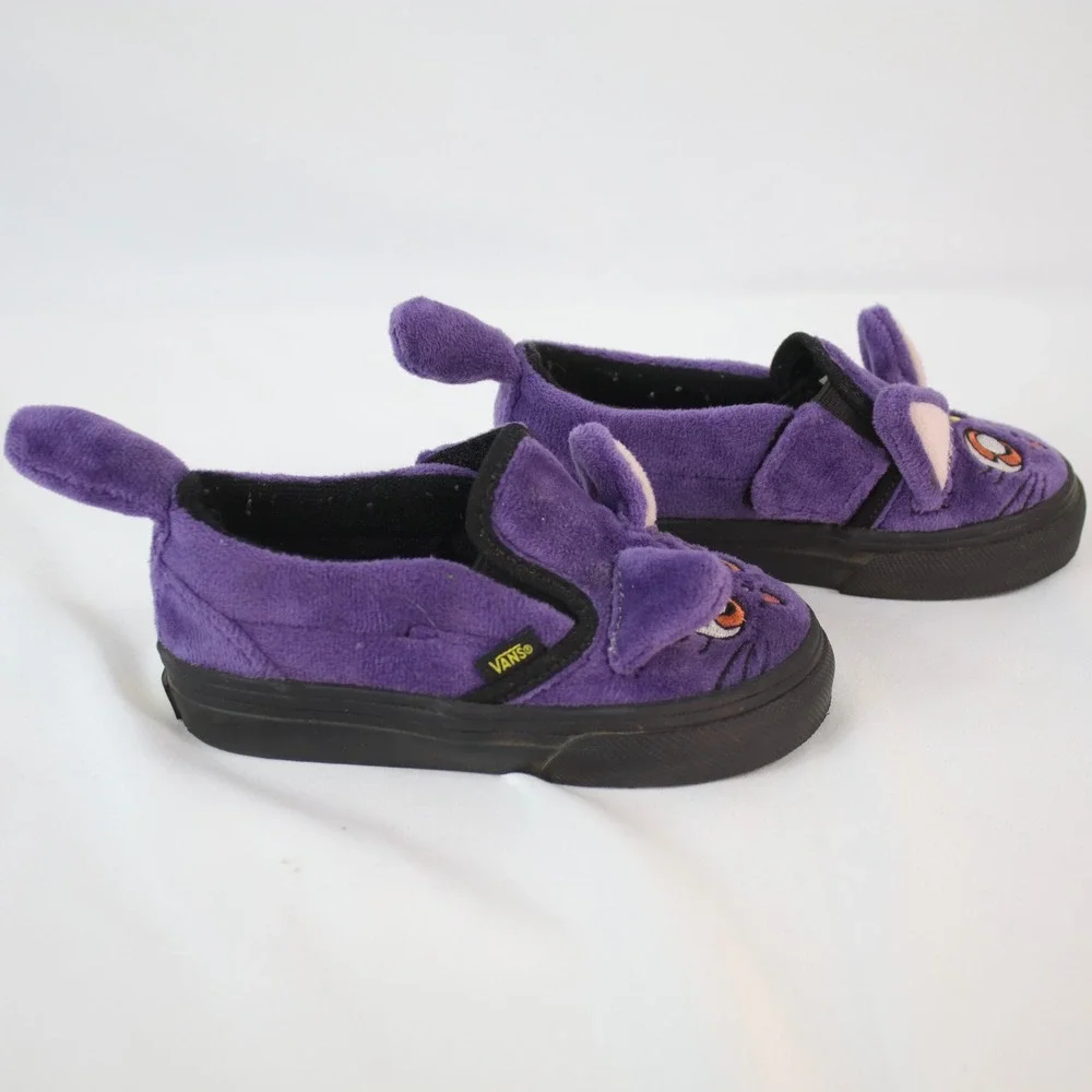 Vans x Sailor Moon Luna Slip-On Purple Plush Cat Sneakers Shoes Toddler Size 6.5